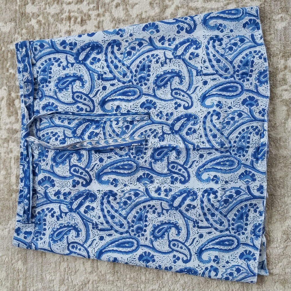 New Mexicali Blues Paisley Print Wrap Lined Skirt One Size Blue